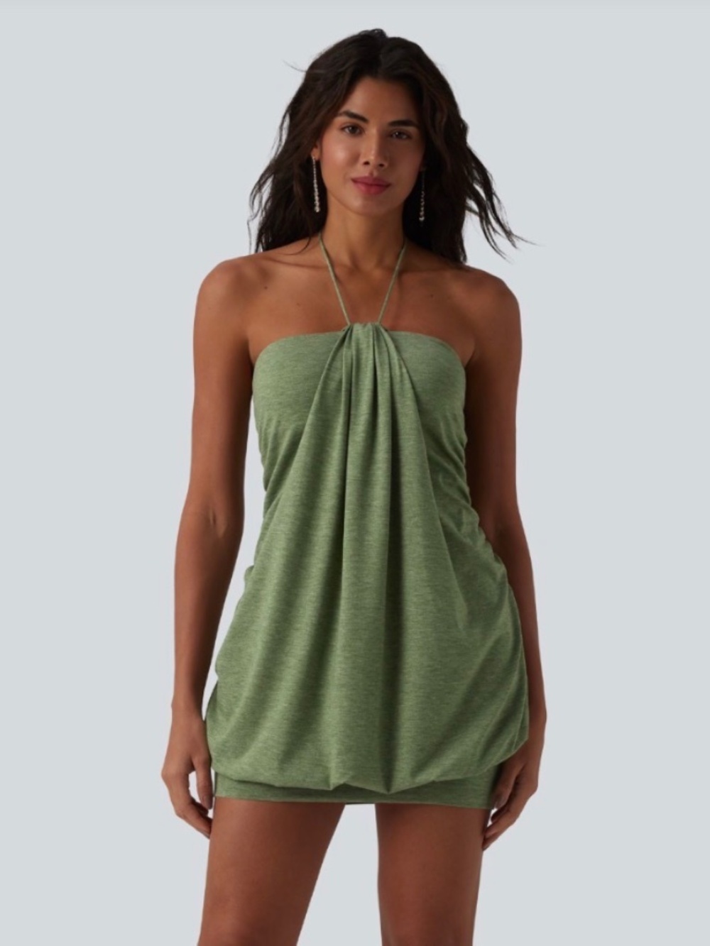 NWT Halara Halter Tie Back Built-in Bra Bodycon Micro Mini Dress